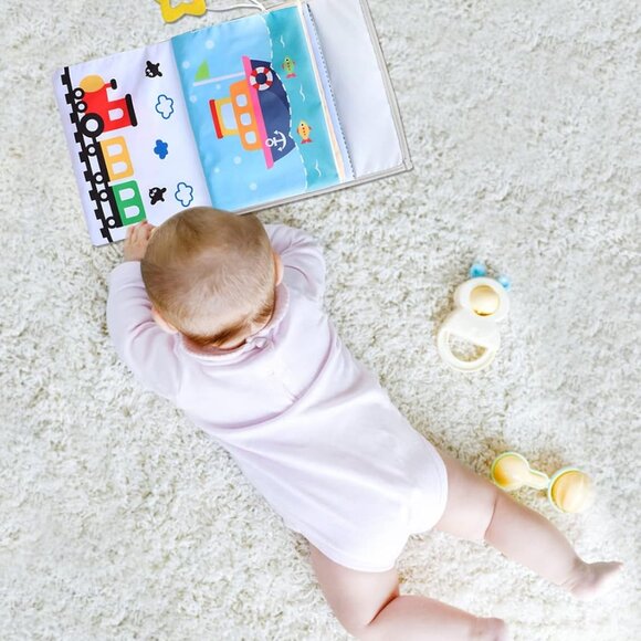 NEW Tummy Time Mirror Toys with High Contrast Soft Book - Picture 4 of 10